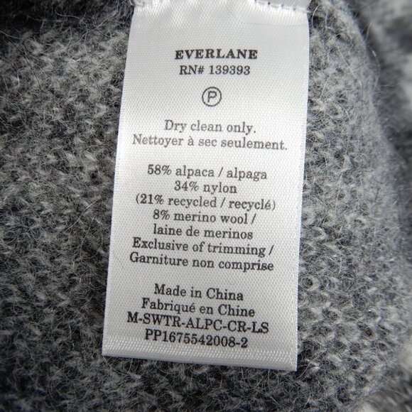 Everlane The Alpaca Crewneck Sweater Size L Heather Grey Buffalo Check NEW - Picture 8 of 8